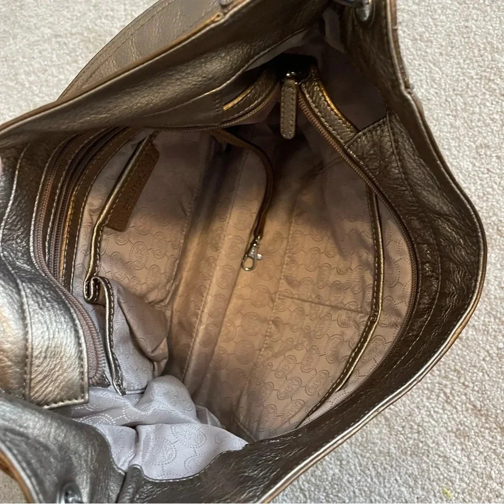 Michael Kors Pebbled Leather Shoulder Bag Metallic Gold